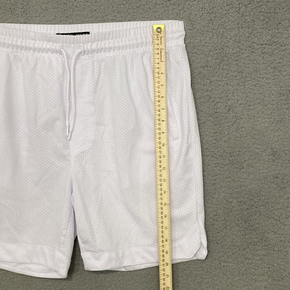 Rebel Minds Men XL Flex In Mesh Shorts White Lined Basketball Gym Running Casual